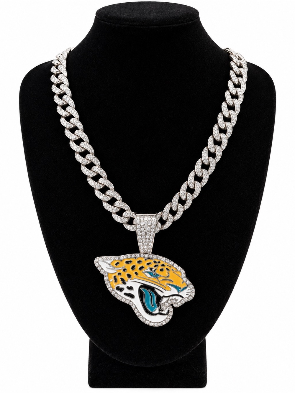 Iced Out NFL Jaguars Cuban Chain Necklace with Pendant